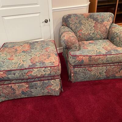 Lot 53  Club Chair and Matching Ottoman