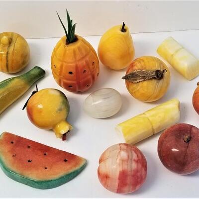 Lot #9  Vintage Set of Marble Fruit - 13 pieces