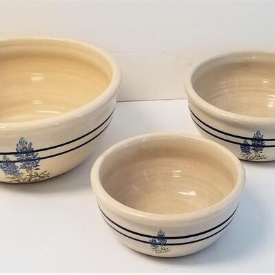 Lot #10  Set of three Casey Pottery (Texas) Mixing Bowls