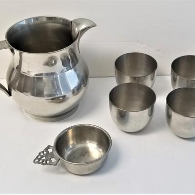 Lot #13  Pewter Lot - Pitcher, Cups, Sommelier Cup