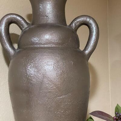 Lot 71  Painted Clay Urn w/ Handles