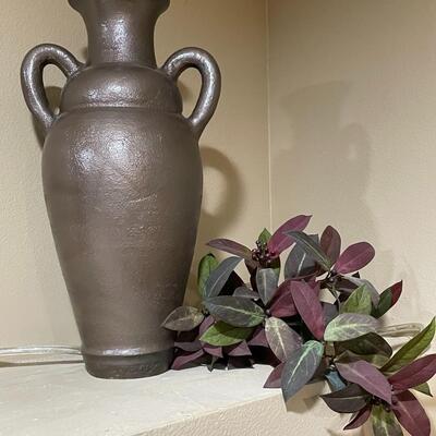 Lot 71  Painted Clay Urn w/ Handles