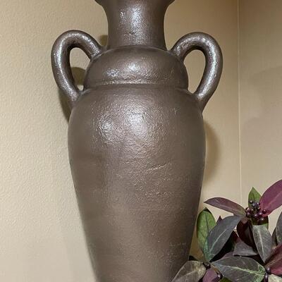 Lot 71  Painted Clay Urn w/ Handles