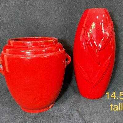 Lot 73  Two Red Ceramic Vases