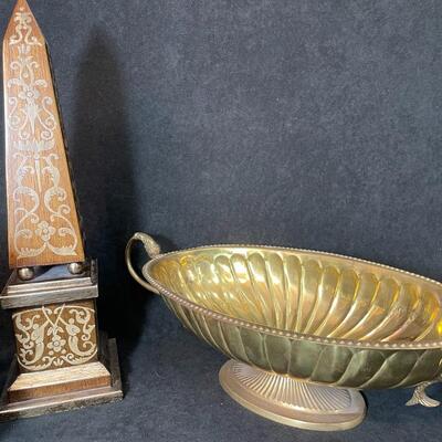 Lot 76  Clock, Obelisk, & Small Metal Trunk