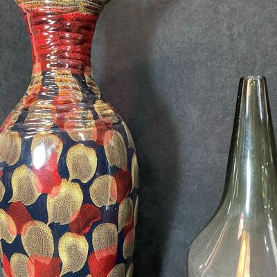 Lot 77   Tall Ceramic Vase & Glass Bottle