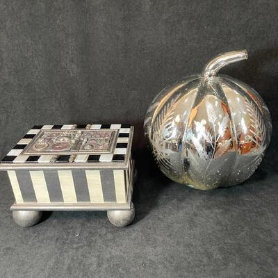 Lot 79  Mercury Glass Pumpkin & Decorative Box