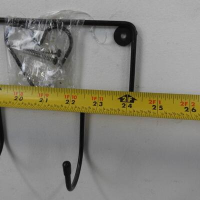 3 Metal Wall Décor, 1 With Hearts and Hooks, Measurements in Photos