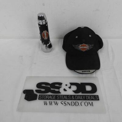 2 pc Harley-Davidson Motors, Baseball Hat, Flashlight