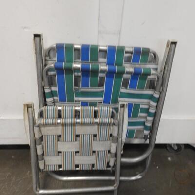 2 Outdoor Folding Chairs, One Adult Size, One Child Size, Some Damage