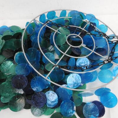 Capiz Shell Hanging Wind Chime, Blue and Green