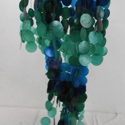 Capiz Shell Hanging Wind Chime, Blue and Green