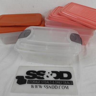 6 Small Plastic Totes, With Lids