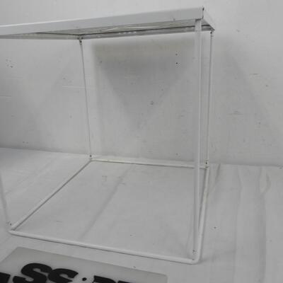 White Metal Side Table, 16" Cube
