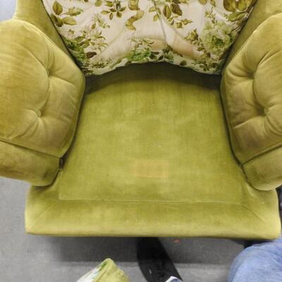 Green Floral Cushion Single Sofa Chair - Good Condition