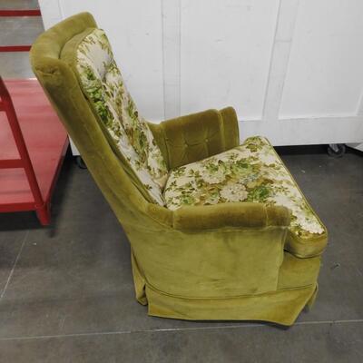 Green Floral Cushion Single Sofa Chair - Good Condition