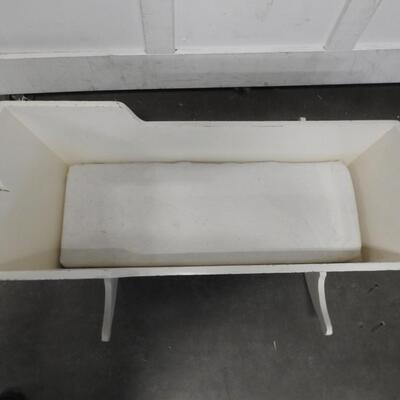 White Wooden Baby Rocking Bed, Bear and Shape Decorations - Good Condition