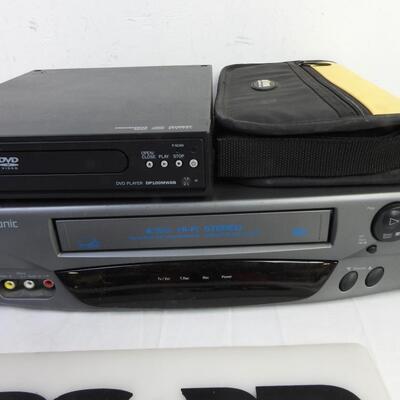 Broksonic VHS Player, Magnavox DVD Video Player, 2 Blank VHS, DVD Case