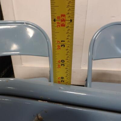 5 Blue Metal Folding Chairs, Sturdy