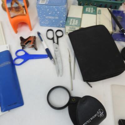 15+ Office Lot: Staples, Pens, Little Lamp, Notepads, Rulers