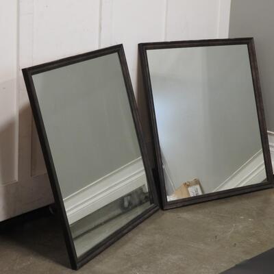 2 Large Mirrors with Black Frame, 38" x 34" and 38" x 36" - Good Condition