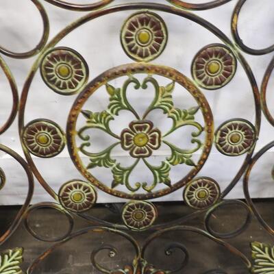 39" x 39" Metal DÃ©cor Frame, Green and Yellow with Brown Border, Floral Design