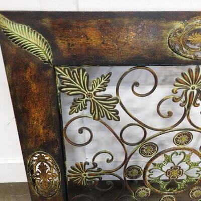 39" x 39" Metal DÃ©cor Frame, Green and Yellow with Brown Border, Floral Design