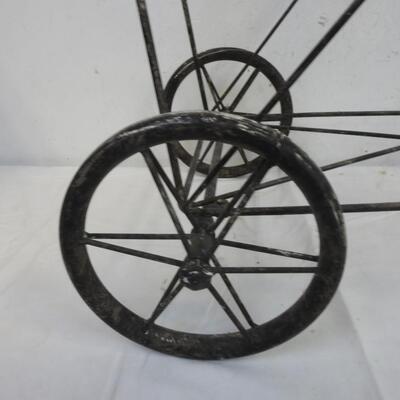 Metal Cart with Large Basket, Four Wheels 7" Diameter, 2 x 1.2 Foot Basket