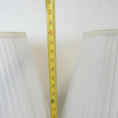 2 Cut Glass Lamps with White Pleated Shades. Work. Vintage?