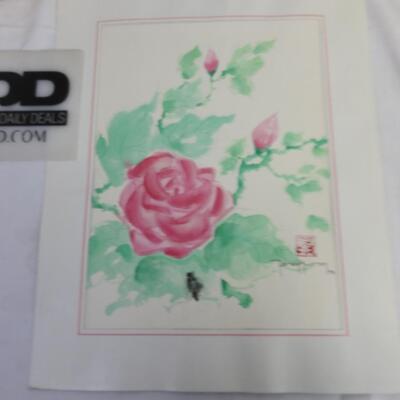 3 pc Art Work By TangYung 91: 1 framed, 1 on flat canvas board, 1 matted