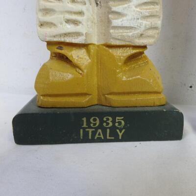 2 pc Wooden Carved Painted Santa Decor: 1935 Italy 1848 Switzerland