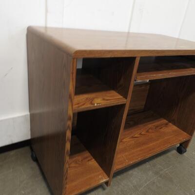 Sauder Faux Wood Desk with Keyboard Tray, Dark Brown