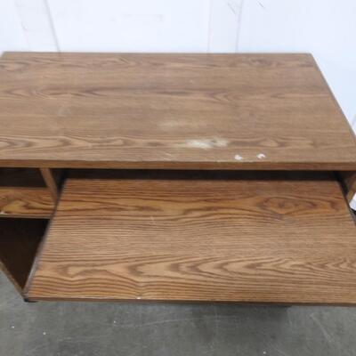 Sauder Faux Wood Desk with Keyboard Tray, Dark Brown