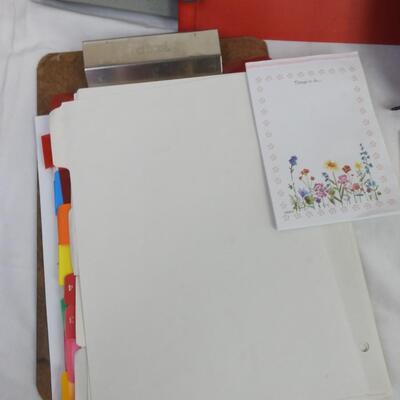 15+ pc Office Supplies: Binders, Papers, Clipboard, etc.