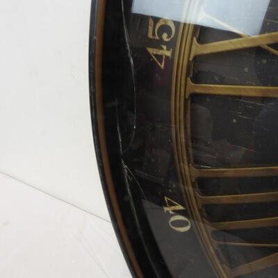 Large Wall Clock by Sterling & Noble. Glass cracked. Works