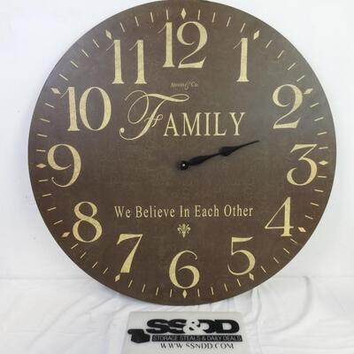 Large Clock by Adams & Co: Family We Believe in Each Other. 31" Does not work
