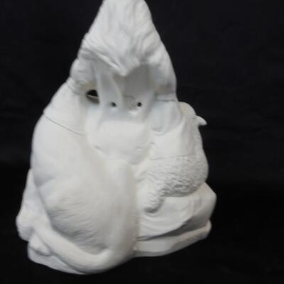 Ready-To-Paint Ceramic Figurine: Woman with Lion & Lamb