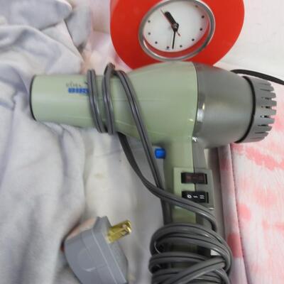 10 pc Personal Care Items: Soap, Small Blanket, Nail Care, Hair Dryer, Clock