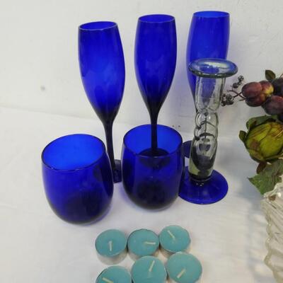 17 pc Kitchen & Home Decor: 5 Glasses, Candle Holder, Glass Bowl, Wax Warmer