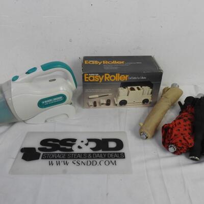 5 pc Personal Care: 3 Umbrellas, Hair Rollers, Black & Decker Dust Buster