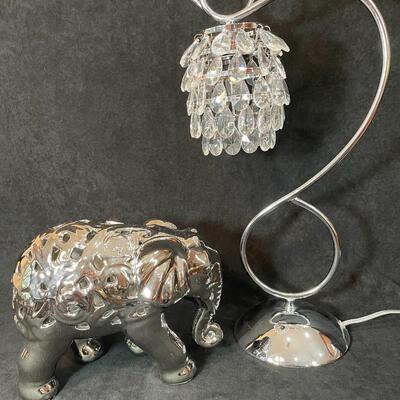 Lot 88  Silver Elephant & Crystal Pendant Lamp
