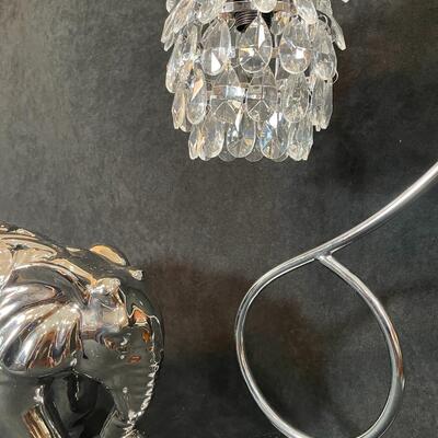 Lot 88  Silver Elephant & Crystal Pendant Lamp