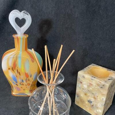 Lot 91  Blown Glass Vanity Bottle & More