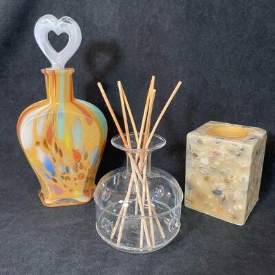 Lot 91  Blown Glass Vanity Bottle & More