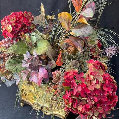 Lot 92  Silk Arrangement in Metal Planter