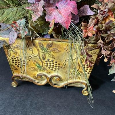 Lot 92  Silk Arrangement in Metal Planter