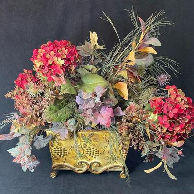 Lot 92  Silk Arrangement in Metal Planter