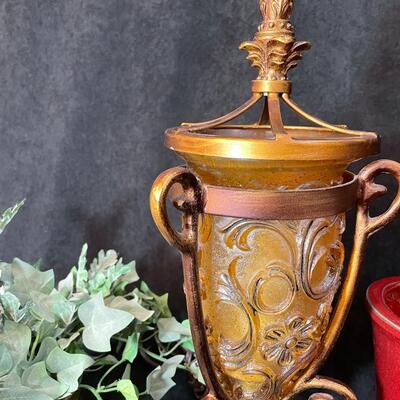 Lot 93  Decor Lot with Red Planter
