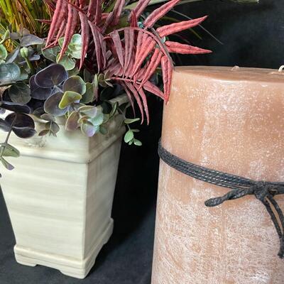 Lot 101  Three Candle Set and Silk Arrangement