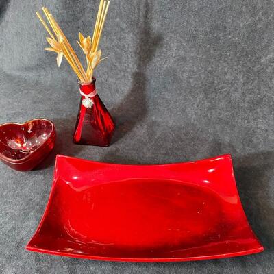Lot 107  Three Red Accent Pieces